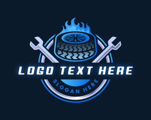Tire - Flame Tire Wrench logo design