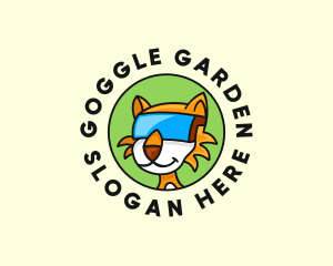 Cat Virtual Reality Goggles logo design