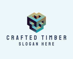 Geometric 3D Block logo design