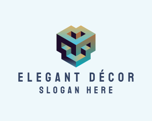 Geometric 3D Block logo design