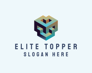 Geometric 3D Block logo design