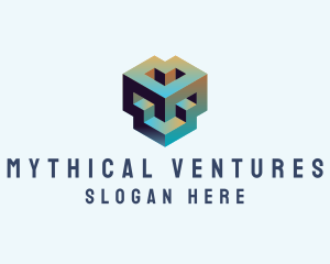 Geometric 3D Block logo design