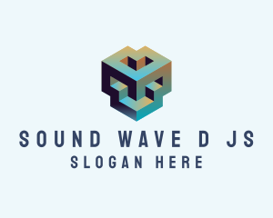 Geometric 3D Block logo design