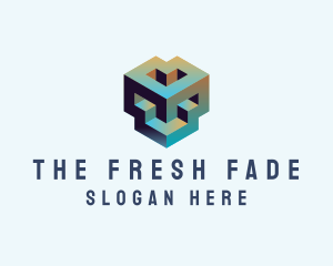 Geometric 3D Block logo design