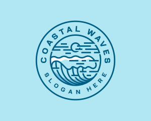 Wave Surfing Beach logo design