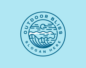 Wave Surfing Beach logo design