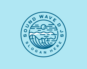 Wave Surfing Beach logo design