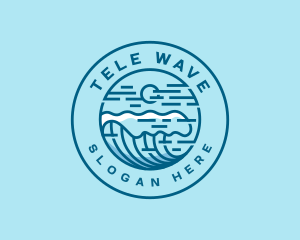 Wave Surfing Beach logo design