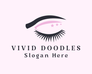 Stars Eyeshadow Eyelashes logo design