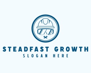 Hard Hat Safety Glasses Construction logo