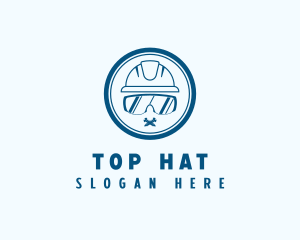 Hard Hat Safety Glasses Construction logo design