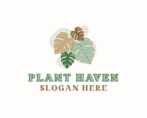 Monstera Leaf Plant logo design