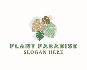 Monstera Leaf Plant logo design