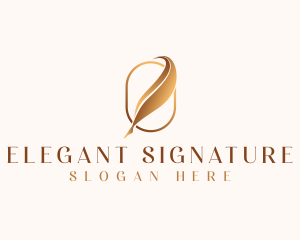 Feather Writing Pen logo design