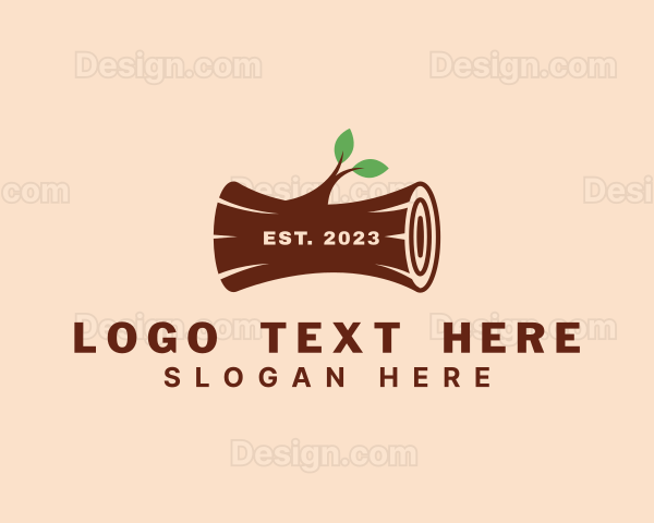 Wood Log Carpentry Logo