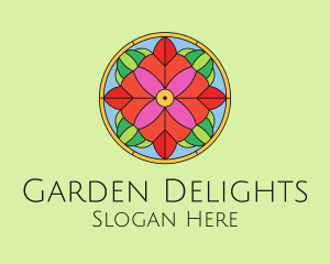 Floral Stained Glass logo design