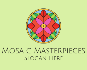 Floral Stained Glass logo design