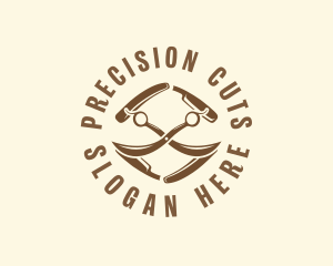 Scissors Barbershop Mustache logo design