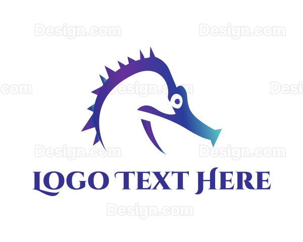 Blue Seahorse Head Logo