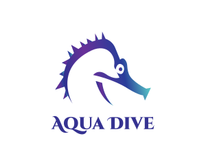 Blue Seahorse Head logo design