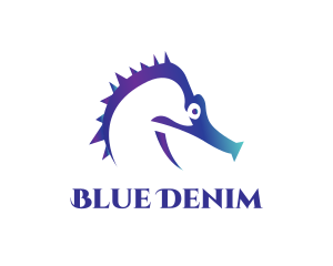 Blue Seahorse Head logo design