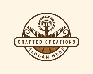 Saw Hammer Woodwork logo design