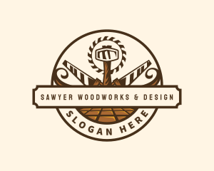 Saw Hammer Woodwork logo design