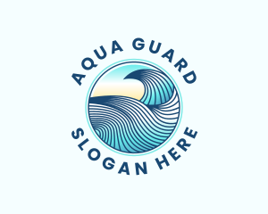 Wave Beach Surfing logo design