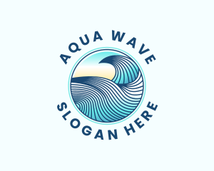 Wave Beach Surfing logo design