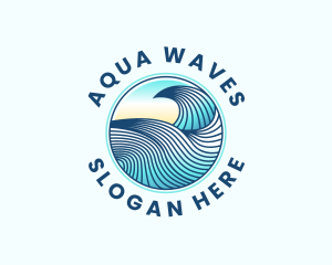 Wave Beach Surfing logo design