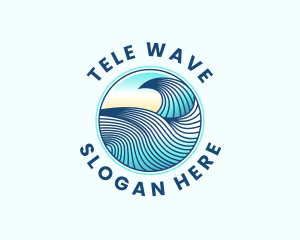 Wave Beach Surfing logo design