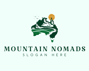 Australia Sunset Mountain logo design