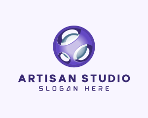 3D Purple Futuristic Sphere logo design