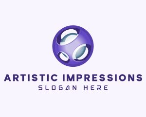 3D Purple Futuristic Sphere logo design