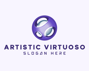 3D Purple Futuristic Sphere logo design