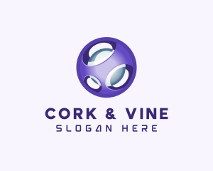 3D Purple Futuristic Sphere logo design