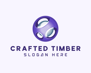 3D Purple Futuristic Sphere logo design