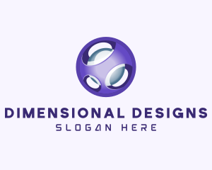 3D Purple Futuristic Sphere logo design