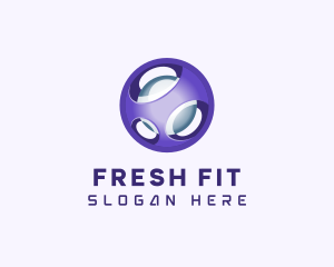 3D Purple Futuristic Sphere logo design