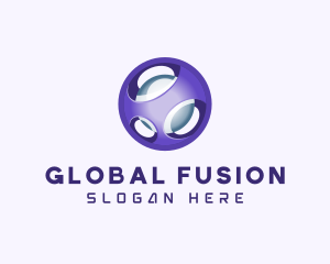 3D Purple Futuristic Sphere logo design