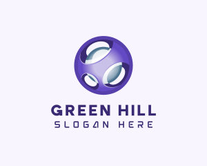 3D Purple Futuristic Sphere logo design