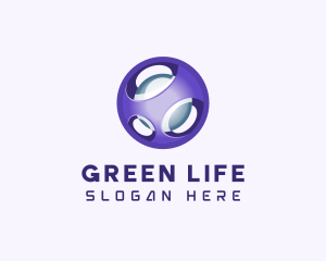 3D Purple Futuristic Sphere logo design