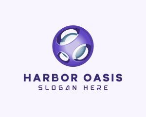 3D Purple Futuristic Sphere logo design