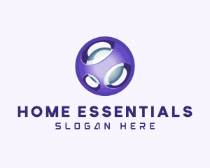 3D Purple Futuristic Sphere logo design