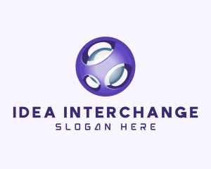 3D Purple Futuristic Sphere logo design