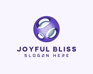 3D Purple Futuristic Sphere logo design