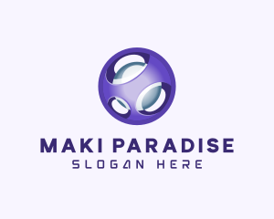 3D Purple Futuristic Sphere logo design