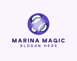 3D Purple Futuristic Sphere logo design