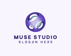 3D Purple Futuristic Sphere logo design