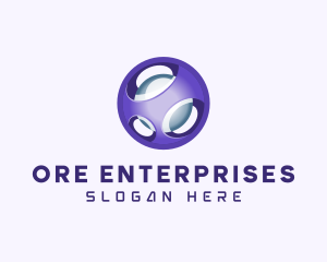 3D Purple Futuristic Sphere logo design